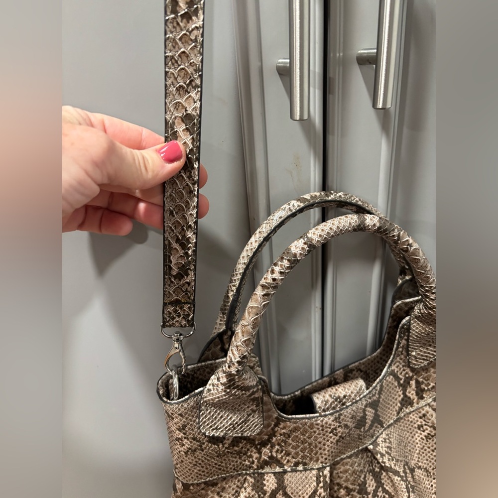 Marc Bouwer Python Print Tote Bag Convertible Cro… - image 7